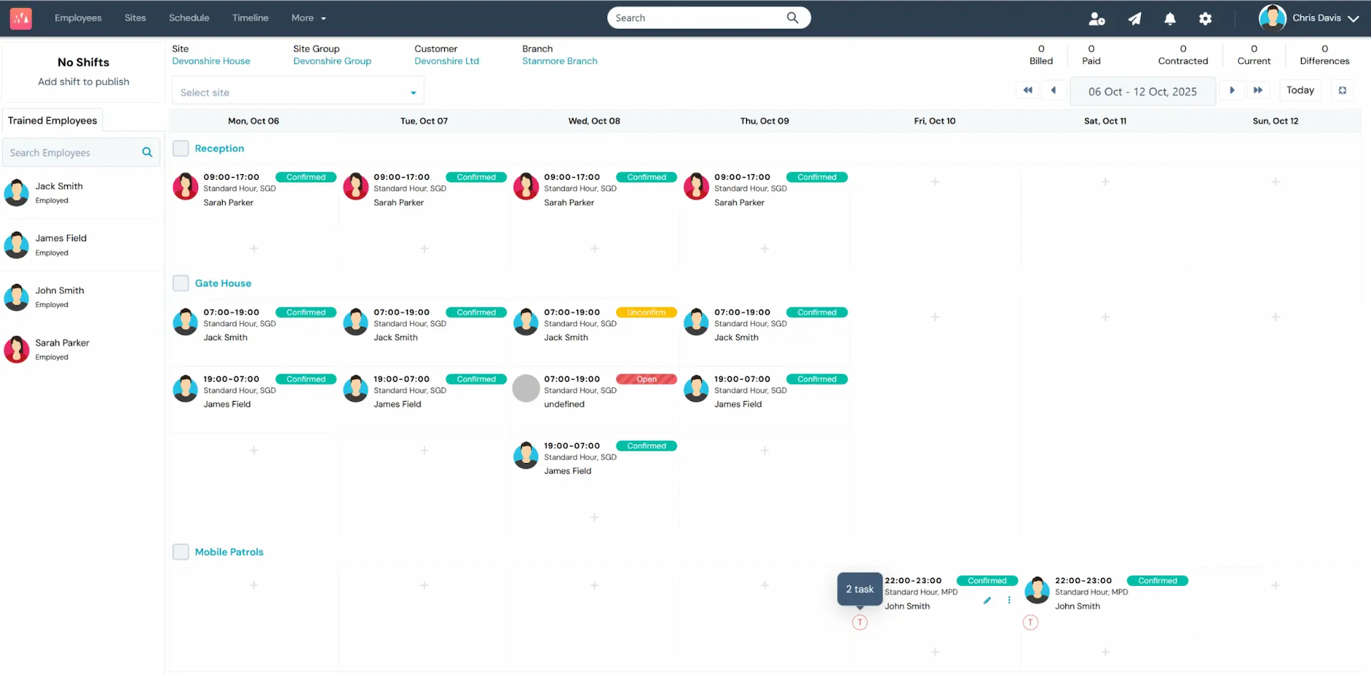 WFC Control Scheduling